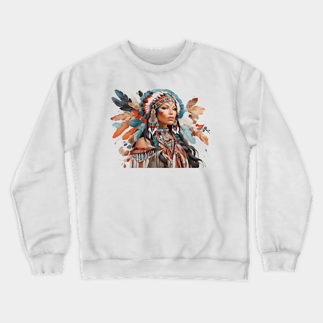 Native American Woman Crewneck Sweatshirt by Magic-Corner